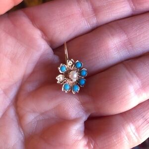 Single 14k Gold Earring Turquoise Pearl